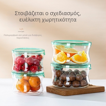 Γυάλινο δοχείο αποθήκευσης με πράσινο μήλο, κατάψυξη και μπολ κατάλληλο για ατμό
