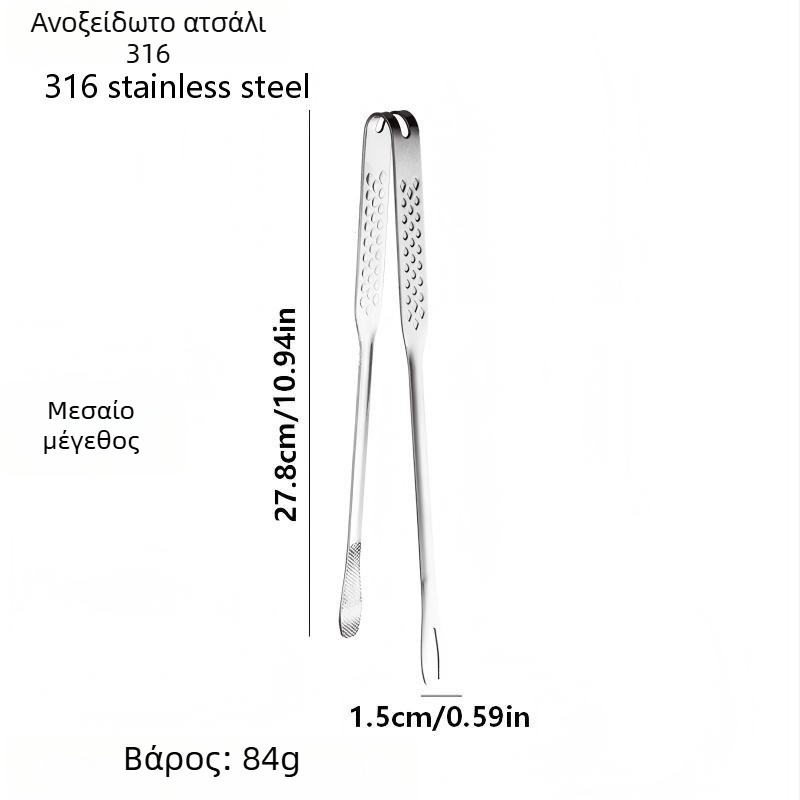 Liangsheng 316 ανοξείδωτο ατσάλι, παχιά λαβίδα μπάρμπεκιου με ενσωματωμένο πιρούνι, λαβίδες φαγητού και κρέατος, κορεάτικου στυλ