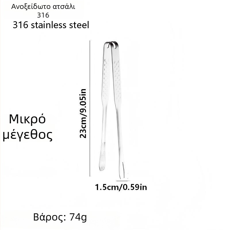 Liangsheng 316 ανοξείδωτο ατσάλι, παχιά λαβίδα μπάρμπεκιου με ενσωματωμένο πιρούνι, λαβίδες φαγητού και κρέατος, κορεάτικου στυλ