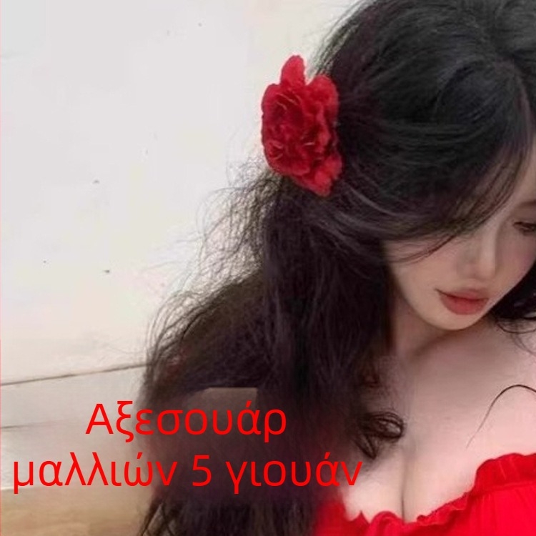 Κόκκινο μπικίνι δύο τεμαχίων με τριγωνικό τοπ και φουσκωτά μανίκια – γυναικείο μαγιό παραλίας