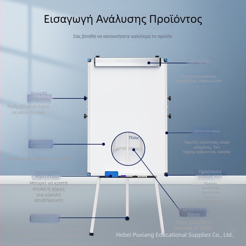 Κινητός μαγνητικός διπλής όψεως πίνακας λευκής όψης με τρίποδη βάση, για γραφεία, συναντήσεις και εκπαίδευση