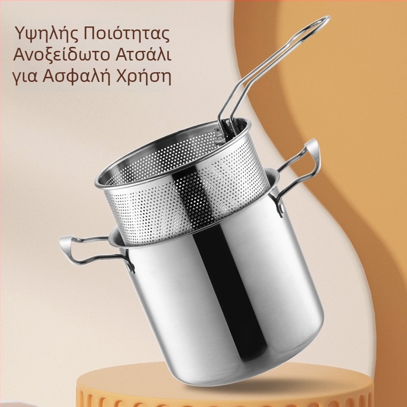 Σετ μαγειρικών σκευών από παχιά ανοξείδωτη χάλυβα: τηγάνι για τηγάνισμα, κατσαρόλα για σούπα, βαθιά κατσαρόλα, κατσαρόλα για γάλα και μικρή κατσαρόλα τηγανίσματος