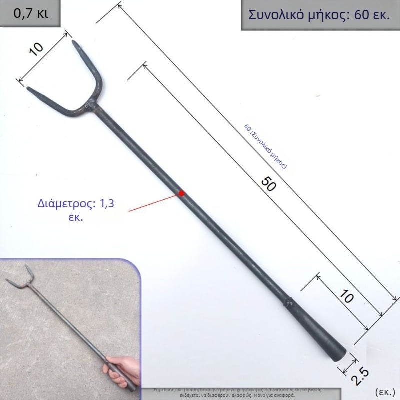 Σφυρήλατο πιρούνι για ξύλα με μεταλλική λαβή