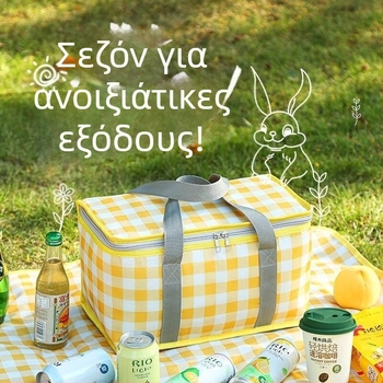 Θερμομονωτικό καλάθι για πικνίκ μεγάλης χωρητικότητας, φορητό και αναδιπλούμενο για υπαίθριες δραστηριότητες με επικάλυψη αλουμινόφυλλου