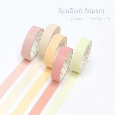 Xinmo Macaron washi ταινία σε σταθερό χρώμα – βασική σειρά, αυτοκόλλητα διακόσμησης για ημερολόγιο DIY, σετ 5 ρολά