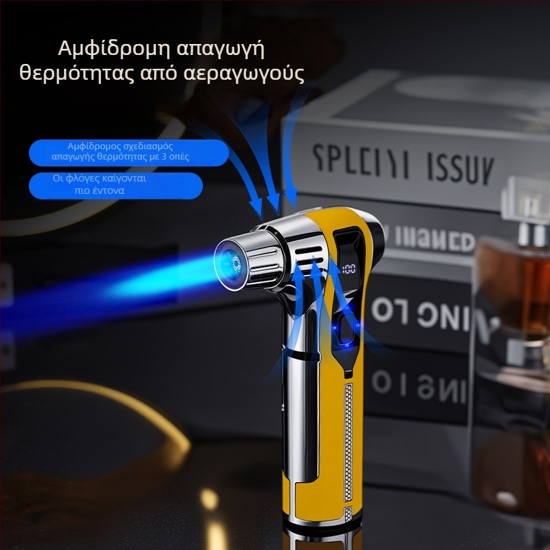 Φορητό φλόγιστρο συγκόλλησης υψηλής θερμοκρασίας με ανθεκτικό στον άνεμο αναπληρώσιμο καύσιμο, κατάλληλο για πούρα, μπάρμπεκιου και συγκόλληση — ανθεκτικό εργαλείο ανάφλεξης