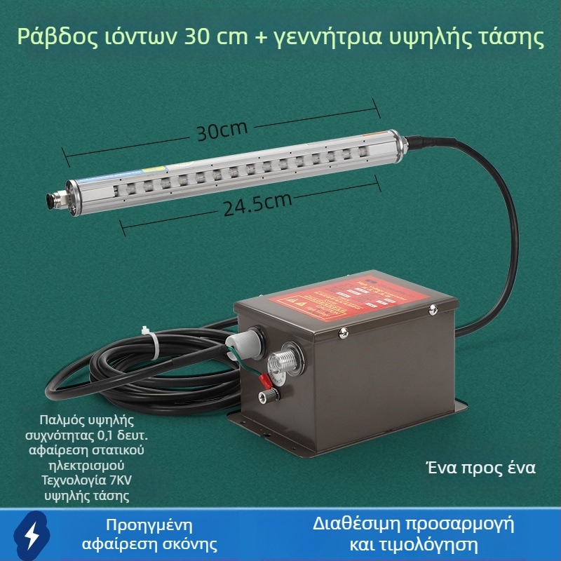 Βιομηχανικός συμπαγής ευφυής υψηλής συχνότητας αντιστατικός εξουδετερωτής με ιονικό ρεύμα αέρα για μηχανές κατασκευής και εκτύπωσης πλαστικών φιλμ τσαντών