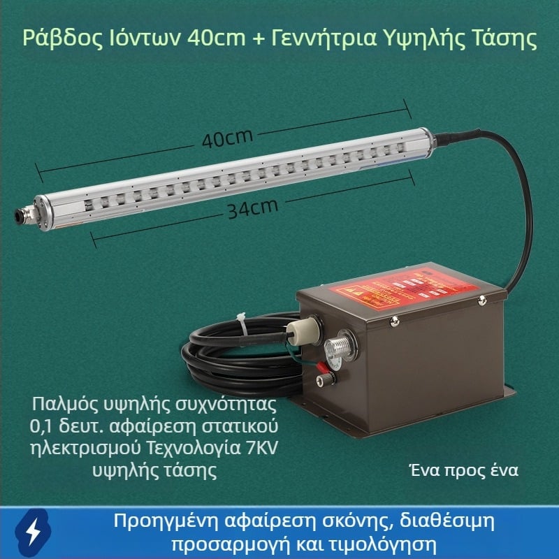 Βιομηχανικός συμπαγής ευφυής υψηλής συχνότητας αντιστατικός εξουδετερωτής με ιονικό ρεύμα αέρα για μηχανές κατασκευής και εκτύπωσης πλαστικών φιλμ τσαντών