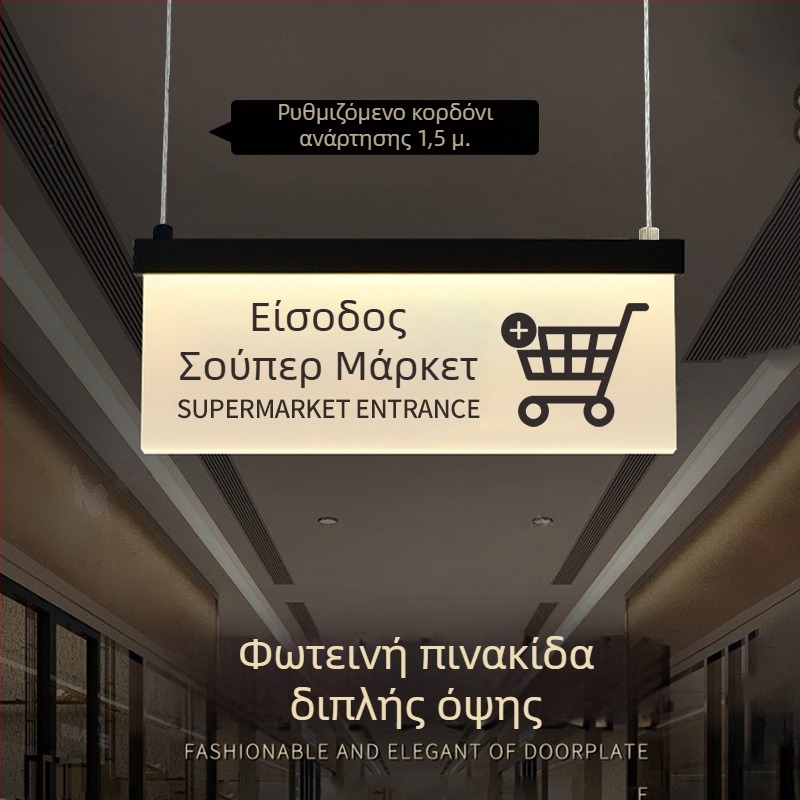 Σετ φωτιζόμενων πινακίδων ασφαλούς διαδρομής εμπορικού κέντρου: τουαλέτα, έξοδος, οδηγός ανελκυστήρα, αριθμοί θυρών και δωματίων