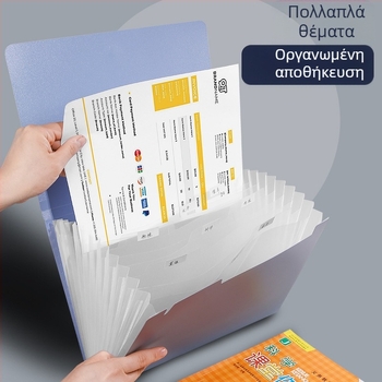 12 διαμερισμάτων επαγγελματικός φάκελος από PP, αδιάβροχος, μεγάλης χωρητικότητας, ακορντεόν φάκελος για B6/A4