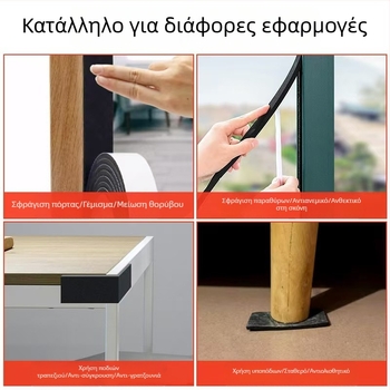 ΕVA μονόπλευρη αυτοκόλλητη ταινία στεγανοποίησης πόρτας και παραθύρου με αφρώδη πυρήνα για ηχομόνωση και προστασία από σκόνη