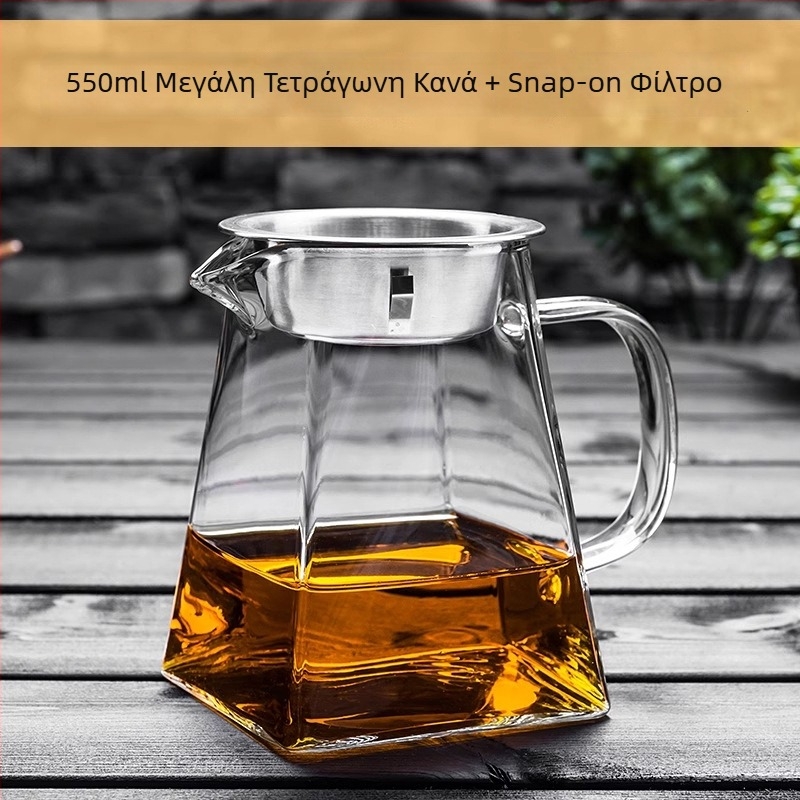 Τσαγιέρα από γυαλί με παχύτερο θερμοανθεκτικό τοίχωμα, ενσωματωμένο φίλτρο τσαγιού και μικρό διαχωριστικό πράσινου μανταρινιού για Gongfu τσάι
