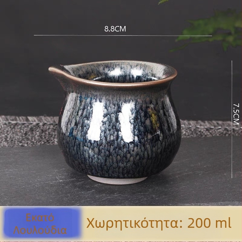 Χειροποίητο κύπελλο τσαγιού με καπάκι και βάση, μεταλλικό σώμα, μπλε μυθικό πλάσμα και φλοράλ μοτίβο, αξεσουάρ τελετής τσαγιού