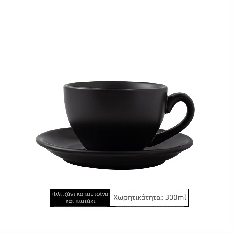 Σετ κεραμικών κούπων καφέ με latte art, μαύρο, για ζευγάρια