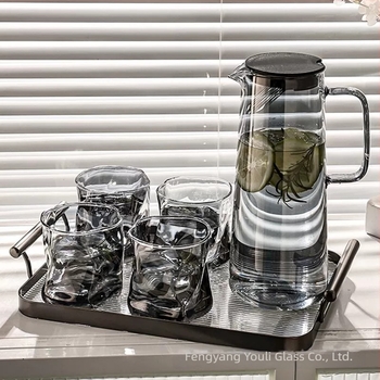 Σετ γυάλινης φιάλης νερού από βόριο-σιλικό γυαλί, ανθεκτικό σε υψηλές θερμοκρασίες, οικιακή χρήση, μεγάλη χωρητικότητα