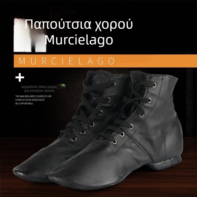 Υψηλές καμβά-δέρμα τζαζ χορευτικές μπότες, unisex, παπούτσια χορού με μαλακή σόλα για μπαλέτο και εξάσκηση