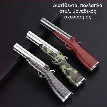 Αναπτήρας με σχέδιο ξύλου, διπλός σωλήνας, ανθεκτικός στον άνεμο, για υπαίθριο μπάρμπεκιου, πούρα και μοξιβουσία