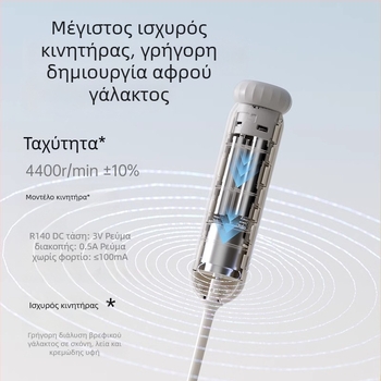 Ηλεκτρικός αναδευτήρας για βρεφικό γάλα σε σκόνη, με ράβδο ανάμειξης χωρίς σβόλους