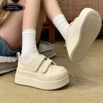 Γυναικείες sneakers με παχιά σόλα και Velcro, 2025 μόδα, λευκά καθημερινά αθλητικά παπούτσια