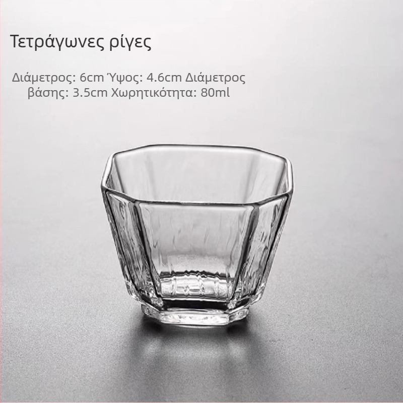 Κούπα τσαγιού ιαπωνικού στυλ από γυαλί βοροσιλικό, με χτυπητό μοτίβο, διαφανής, χωρίς λαβή