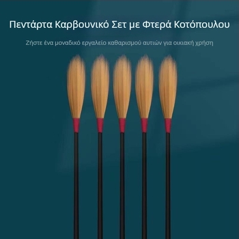 Σετ εργαλείων καθαρισμού αυτιών με φτερό χήνας και βαμβακερά μπατονάκια