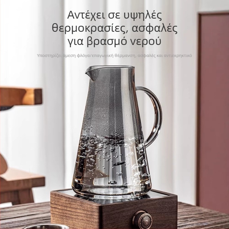 Γυάλινη κανάτα για κρύο νερό, ανθεκτική σε υψηλές θερμοκρασίες, από borosilikat γυαλί, μεγάλη χωρητικότητα, για οικιακή χρήση, κατάλληλη για βρασμό τσαγιού, αποθήκευση νερού και χυμών.