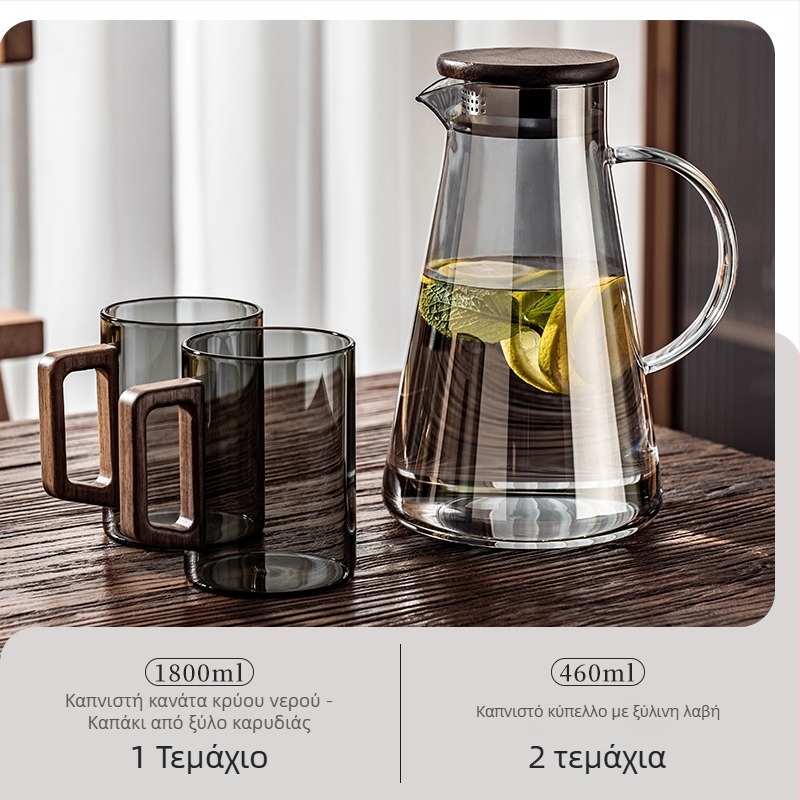 Γυάλινη κανάτα για κρύο νερό, ανθεκτική σε υψηλές θερμοκρασίες, από borosilikat γυαλί, μεγάλη χωρητικότητα, για οικιακή χρήση, κατάλληλη για βρασμό τσαγιού, αποθήκευση νερού και χυμών.