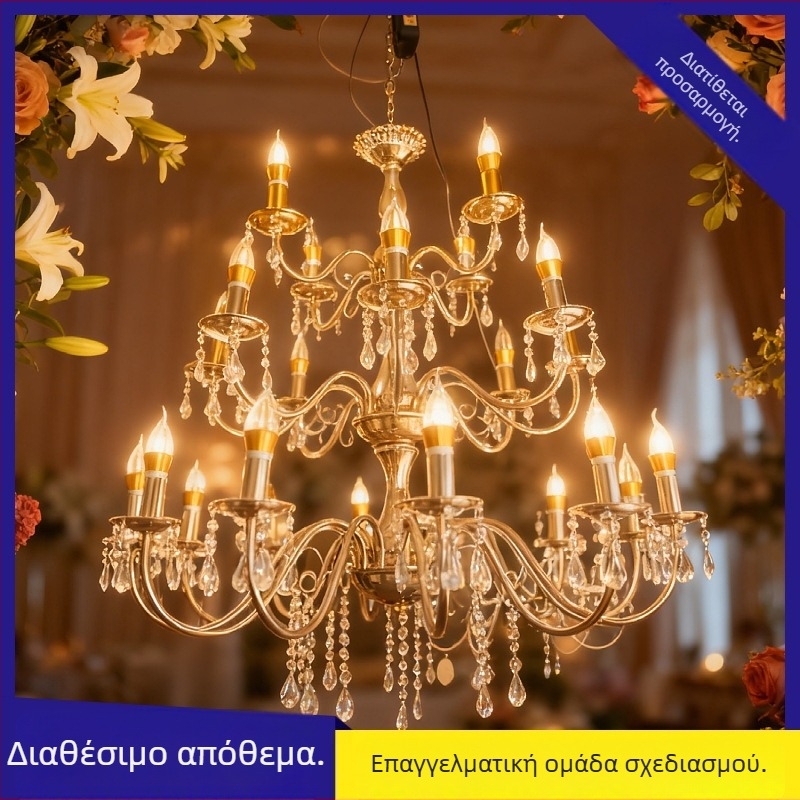 Νέος ηλεκτροπλακωμένος σιδερένιος πολυέλαινας για γαμήλιο σκηνικό, Τ-στάδιο και περίπτερο τελετής με κρυστάλλινα φώτα