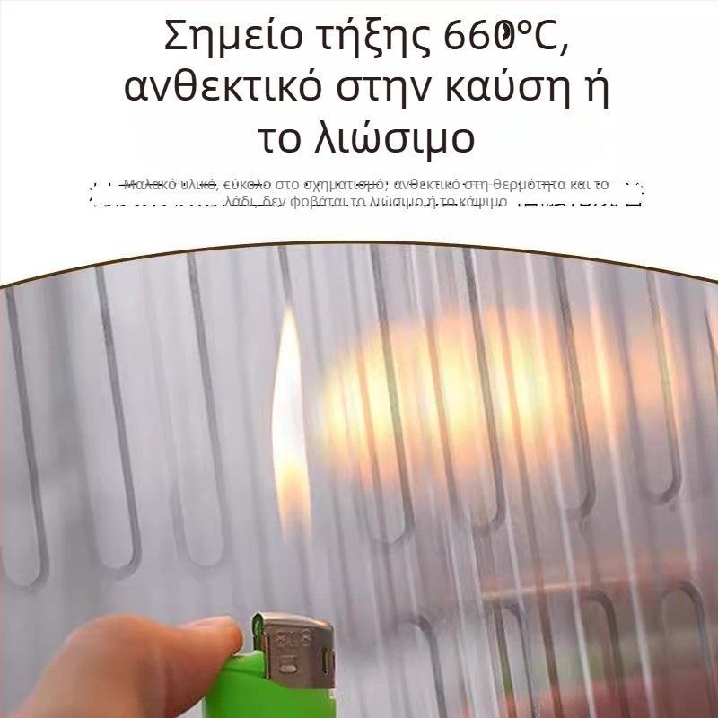Προστατευτική ασπίδα σκόνης κάτω από εστία αερίου με βάση από αλουμινόφυλλο μόνωσης