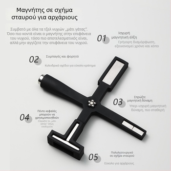 Ισχυρός μαγνήτης με σχήμα σταυρού για gel νυχιών Cat Eye