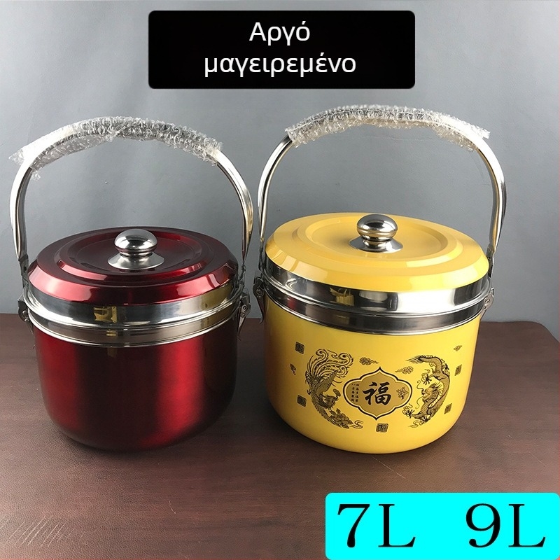 Ανοξείδωτο ατσάλι εξοικονόμησης ενέργειας, κατσαρόλα χωρίς φλόγα για σούπες, στιφάδο, ατμό και βράσιμο με διατήρηση θερμοκρασίας. Διπλής χρήσης: γκάζι και ηλεκτρικό.