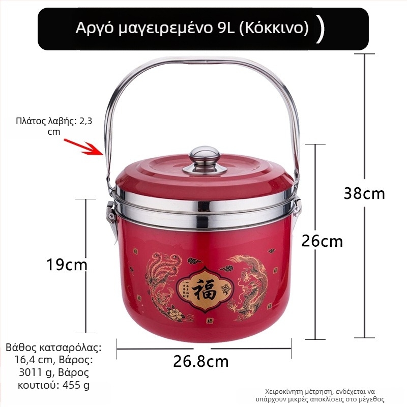 Ανοξείδωτο ατσάλι εξοικονόμησης ενέργειας, κατσαρόλα χωρίς φλόγα για σούπες, στιφάδο, ατμό και βράσιμο με διατήρηση θερμοκρασίας. Διπλής χρήσης: γκάζι και ηλεκτρικό.