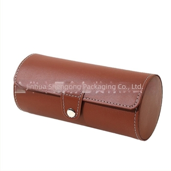 Δερμάτινο PU κυλινδρικό κουτί ρολογιών, 3 θέσεων, αποθήκευση κοσμημάτων και προβολή για αλυσίδες και βραχιόλια