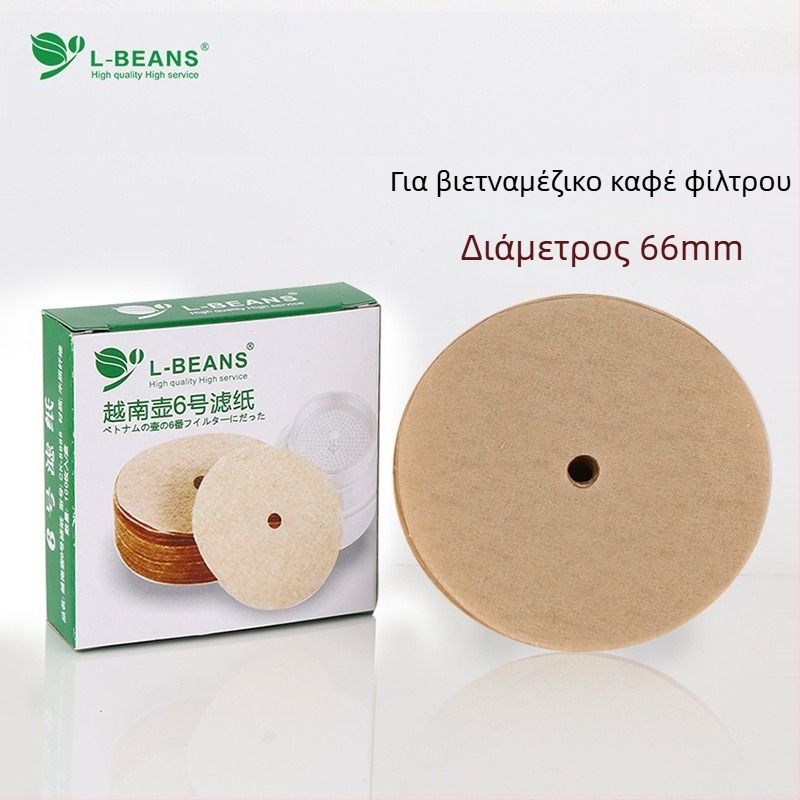 L-BEANS Χαρτί Φίλτρου Καφέ Για Καφετιέρα Μόκα, Φιλτράκι από Ξύλινες Ίνες Αριθμοί 6 και 9