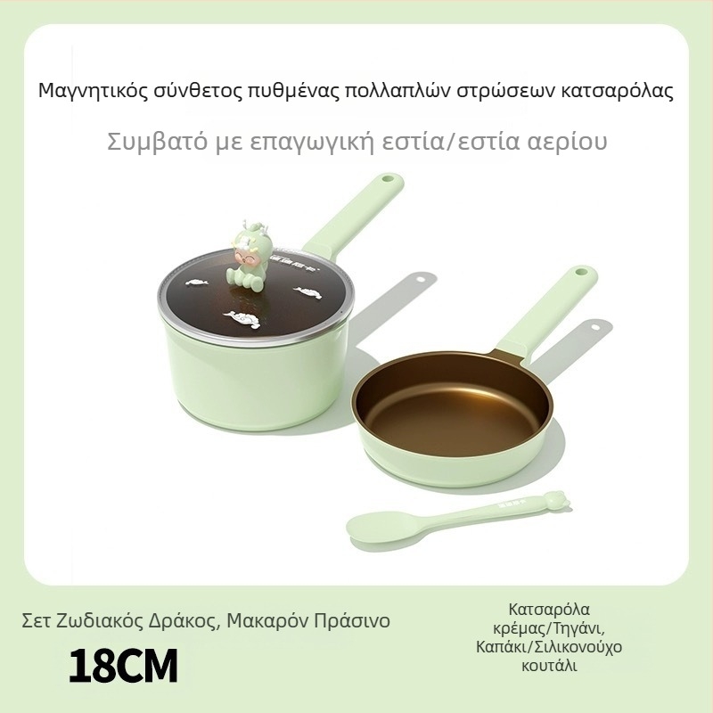 Didinika Κατσαρόλα για βρεφική τροφή με αντικολλητική επίστρωση — Πολυλειτουργικός κατσαρόλα για μαγειρέμα και θέρμανση γάλακτος (αλουμινίου κράμα, ενισχυμένο γυάλινο καπάκι)