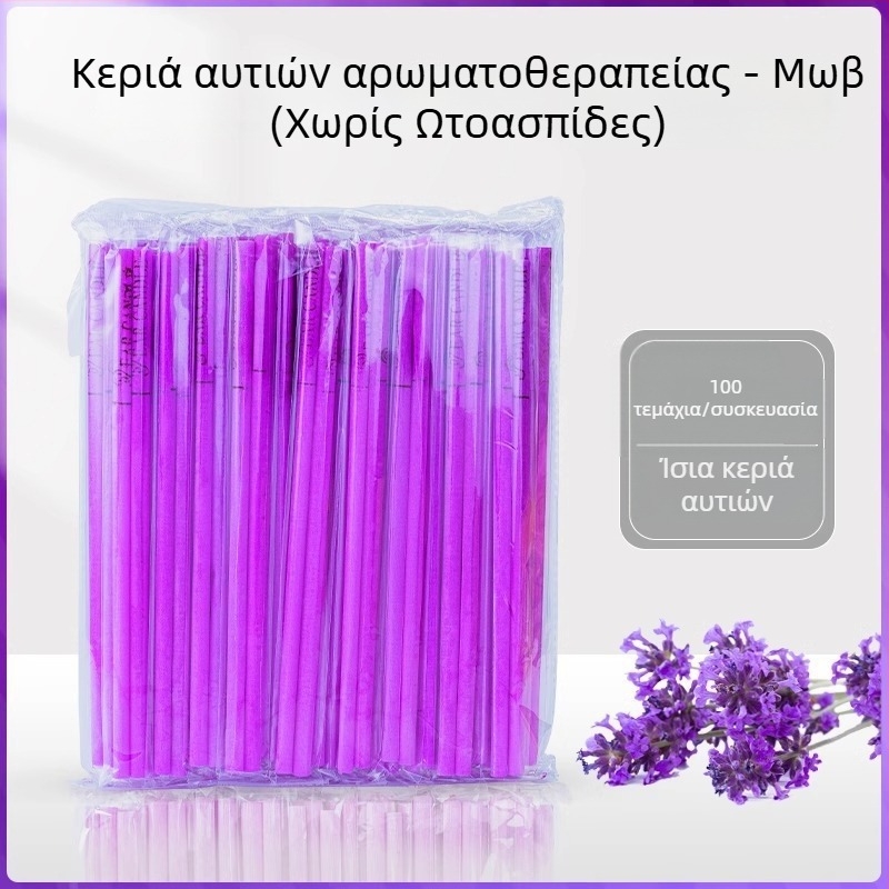 Κεριά αυτιού για αρωματοθεραπεία, 100 τεμάχια, μη απορροφήσιμες ράβδοι για κερί αυτιού, οικιακή και σπα χρήση