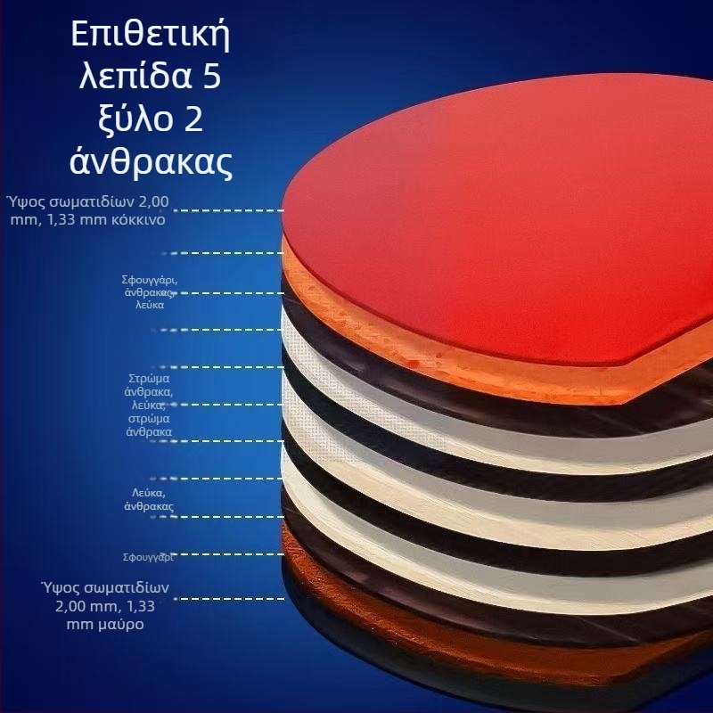 Jinyan ρακέτα επιτραπέζιας πινγκ-πονγκ, διπλής όψεως γόμα αντι-σπιν, ανθρακονημάτινη πλάκα, σετ εκμάθησης για αρχάριους μαθητές
