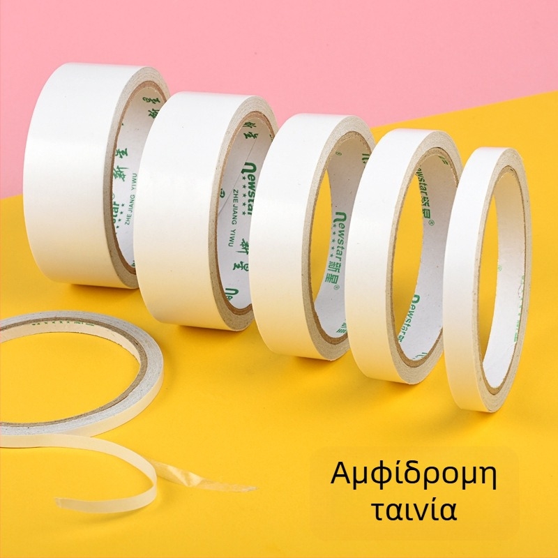Ισχυρή διπλής όψεως ταινία υψηλής πρόσφυσης για χειροτεχνίες, βάση από βαμβάκι, ρολό 10 μ, πλάτος 0,5–2,0 cm