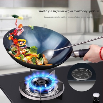 Παραδοσιακό wok από χυτοσίδηρο για οικιακή χρήση, αντικολλητικό, κατάλληλο για γκάζι, ελαφρύ, με κυκλικό κάτω.