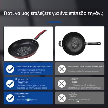Τηγάνι από χυτοσίδηρο με αντικολλητική επίστρωση, επίπεδο και διπλό πάτο, συμβατό με τις περισσότερες εστίες