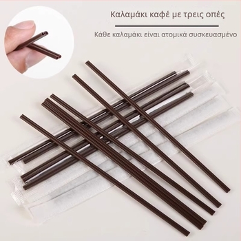 Καλαμάκια μίας χρήσης με μυτερή άκρη και τρεις οπές, ατομικά πακεταρισμένα, με σκληρό αναδευτήρα για τσάι με γάλα και ζεστά ροφήματα