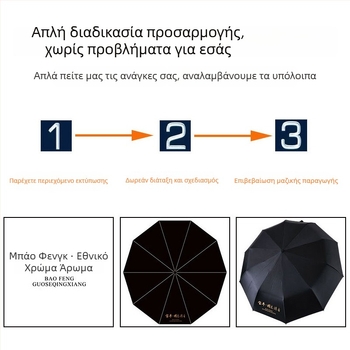 Πλήρως αυτόματη ενισχυμένη ομπρέλα για ήλιο και βροχή, πτυσσόμενη ομπρέλα τριών τμημάτων, γυναικεία, διαφημιστική ομπρέλα, επιχειρηματικό δώρο.