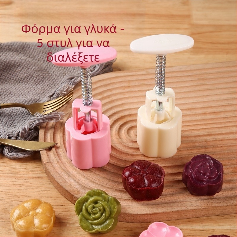 Μορφή Mooncake με σχέδιο λουλουδιών για Mid-Autumn, πάστα φασολιών μάνγκ, χειροπατητό εργαλείο οικιακής ζαχαροπλαστικής