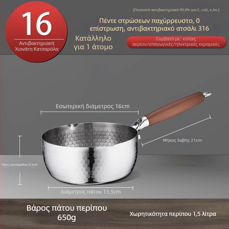 Κανάτα γάλακτος από ανοξείδωτο ατσάλι 316, ιαπωνικού στυλ Yukihira, με τριπλό πάτο, χωρίς επίχρισμα, κατάλληλη για βρεφική διατροφή, για σούπες και νούντλες