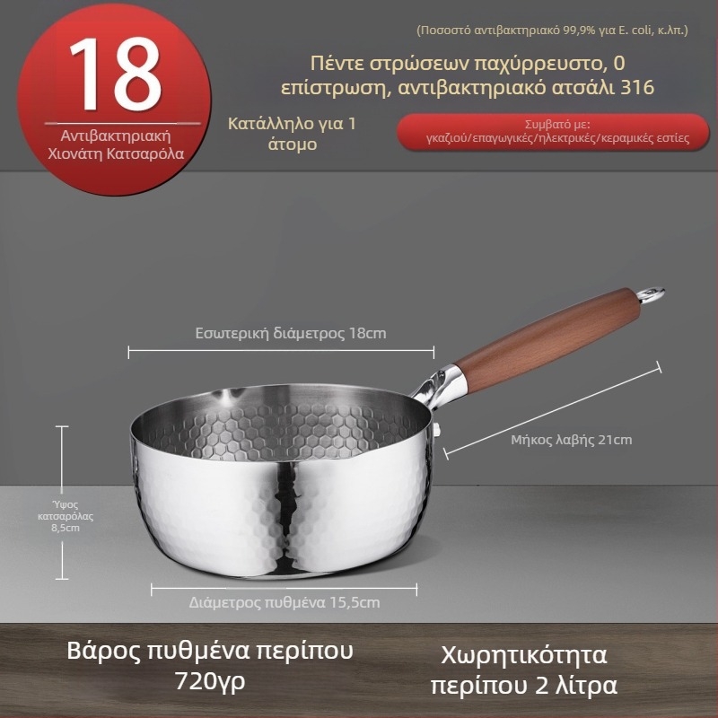 Κανάτα γάλακτος από ανοξείδωτο ατσάλι 316, ιαπωνικού στυλ Yukihira, με τριπλό πάτο, χωρίς επίχρισμα, κατάλληλη για βρεφική διατροφή, για σούπες και νούντλες