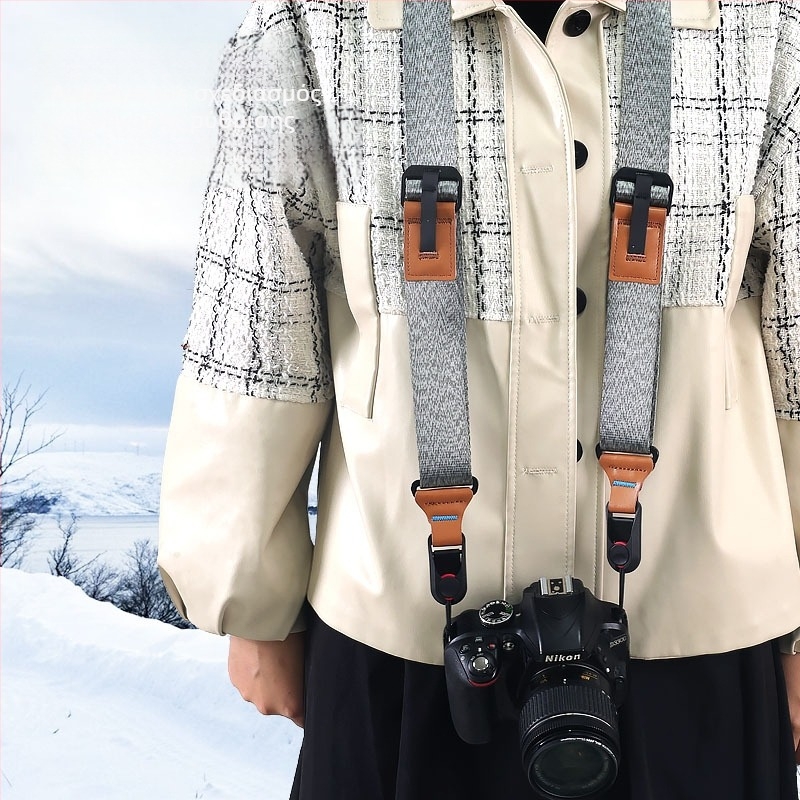 Ζώνη κάμερας για SLR και mirrorless – γρήγορη απελευθέρωση, ρυθμιζόμενη διασταυρούμενη ζώνη ώμου με ασφαλές κούμπωμα