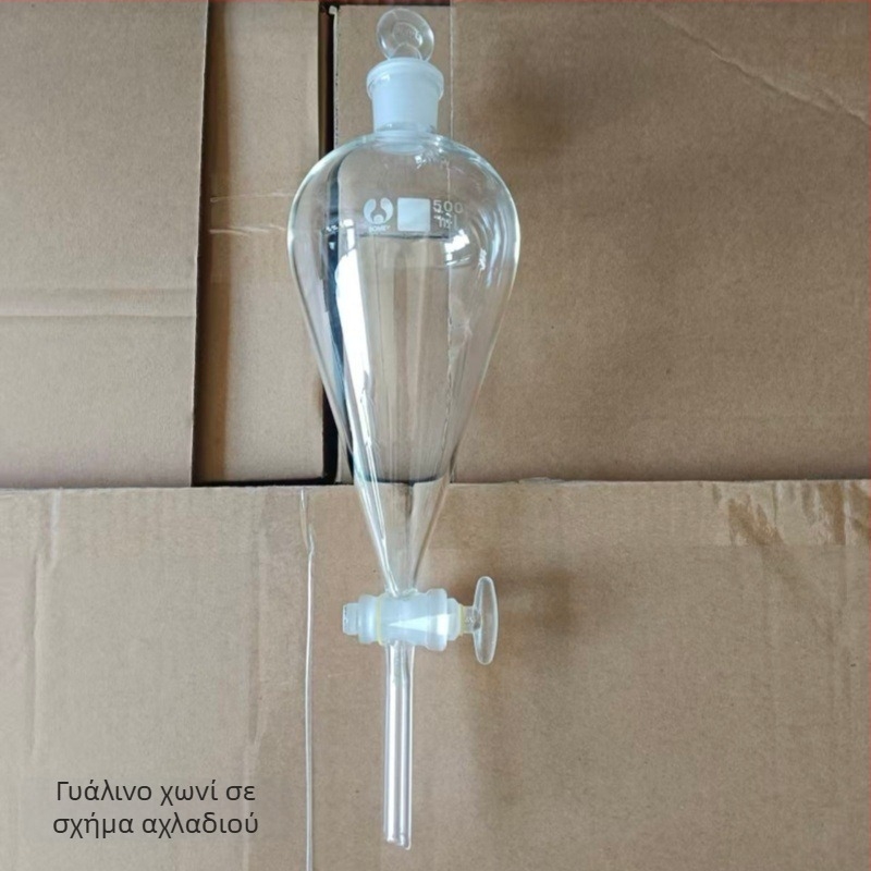 Αχλαδοειδής φιάλη διαχωρισμού, γυάλινη ή PTFE, 60 ml, 125 ml, 250 ml, 500 ml, 1000 ml