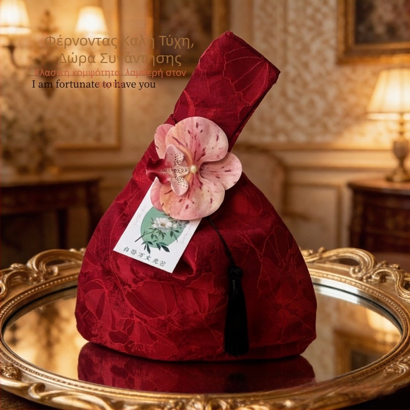 Τσάντες δώρων για φίλες της νύφης, κομψή συσκευασία δώρου σε νέο κινεζικό στυλ, τσάντες δώρων γάμου με ευχετήριες κάρτες