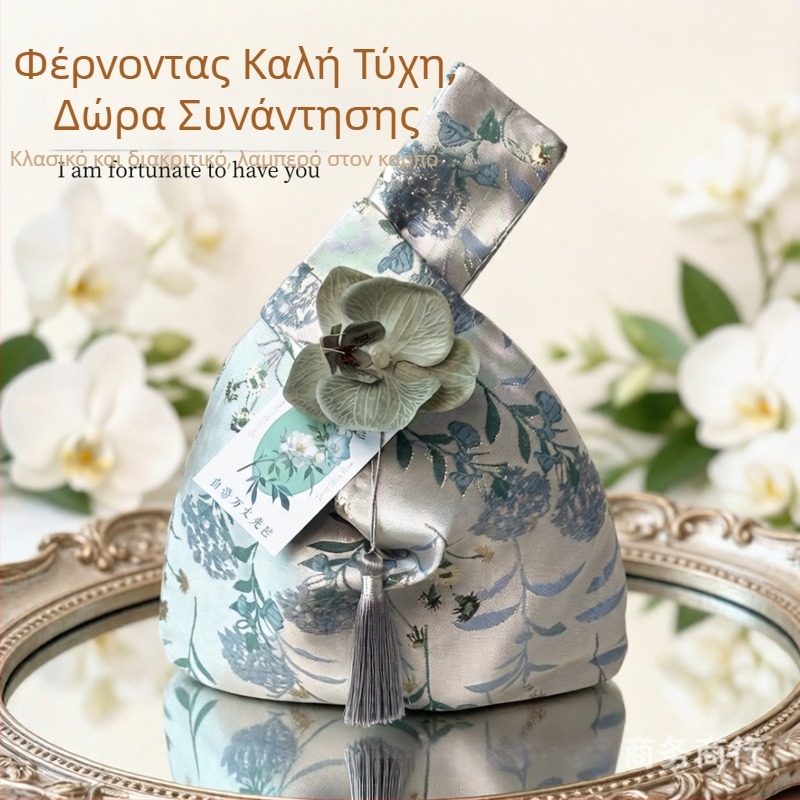Τσάντες δώρων για φίλες της νύφης, κομψή συσκευασία δώρου σε νέο κινεζικό στυλ, τσάντες δώρων γάμου με ευχετήριες κάρτες