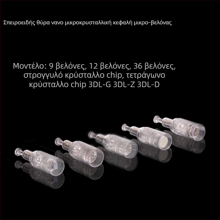 Σετ βελόνων μηχανών τατουάζ/PMU Pop: μεγάλη κεφαλή με βίδα, ακμές κρυστάλλων σε στρογγυλό και τετράγωνο σχήμα, MTs, ενιαία χρήση με αμβλύ βελόνα